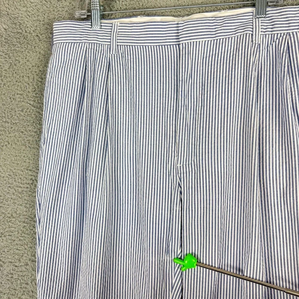 Jos A Bank‎ Dress Pants Mens 38 Blue Striped Classic Fit Pleated Cotton 38x29